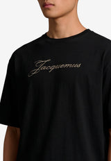 Jacquemus Printed Logo Crewneck T-shirt Black TSM00639-AJ00289-990