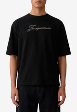 Jacquemus Printed Logo Crewneck T-shirt Black TSM00639-AJ00289-990
