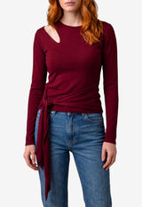 Federica Tosi Cut-Off Knit Top with Sash Red 32005-350-51