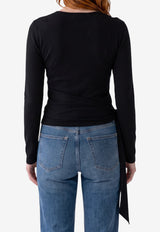 Federica Tosi Cut-Off Knit Top with Sash Black 32005-350-29