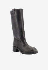 ALOHAS Sajan Distressed Leather Mid-Calf Boots Black S10055001Black_BLACK_70332282