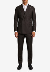 Tagliatore Super 100's Double-Breasted Wool Suit Brown 2SNY10BNT-070001-M1151