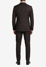 Tagliatore Super 100's Double-Breasted Wool Suit Brown 2SNY10BNT-070001-M1151
