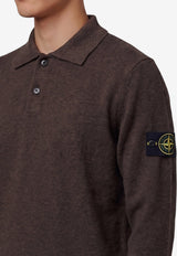 Stone Island Logo Patch Polo Sweater Brown L2S155100018-S00B4-V0M62