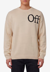 Off-White Intarsia Knit Bookish Shared Sweater Cream OMHE20QF26-KNI00110-110