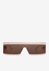Alaïa Rectangular Mask Sunglasses Brown AA4E7007S-001-401