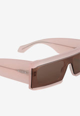Alaïa Rectangular Mask Sunglasses Brown AA4E7007S-001-401