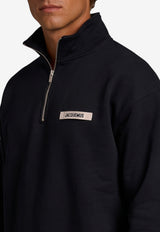 Jacquemus Gros Grain Half-Zip Sweatshirt Black SSM00313-AJ00174-990