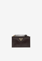 Prada Triangle Logo Zip Leather Cardholder Brown 1MC0862CYR/T_PRADA-F0003