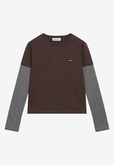 Miu Miu Long-Sleeved Jersey T-shirt Brown MJLA74OOO17OR/T_MIU-F03YR