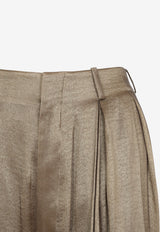 Greer Wide-Leg Metallic Pants