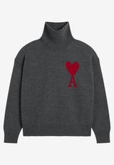 AMI PARIS Ami De Coeur Turtleneck Sweater Gray UKS839U018/T_AMI-084