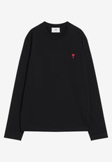 AMI PARIS Long-Sleeved Ami De Coeur T-shirt Black BFUTS235U724/T_AMI-001