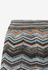 Zigzag Knit Wide-Leg Pants