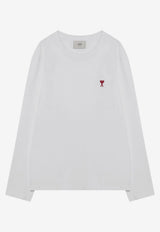AMI PARIS Long-Sleeved Ami De Coeur T-shirt White BFUTS235U724/T_AMI-100