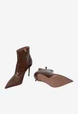 Paris Texas Vera 85 Ankle Boots in Croc-Embossed Leather Brown PX2073-XCOCO-CIOCCOLATO