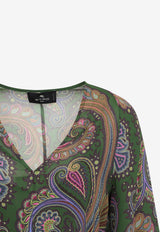 Paisley Print V-neck Mini Dress