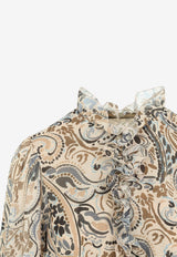 Paisley Print Ruffled Mini Dress
