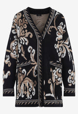 Oversized Wool Jacquard Cardigan