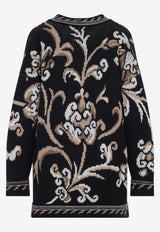 Oversized Wool Jacquard Cardigan