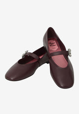 Roger Vivier Efflorescence Strap Ballet Flats in Nappa Leather Bordeaux RVW74344630-91T-R805