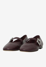 Roger Vivier Efflorescence Strap Ballet Flats in Nappa Leather Bordeaux RVW74344630-91T-R805