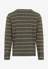 Long-Sleeved Stripe Polo T-shirt