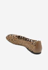 Loewe Petal Anagram Leather Ballet Flats Brown LLST466X17LE/T_LOEW-3980