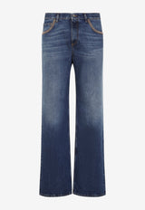 Straight-Leg Washed Jeans