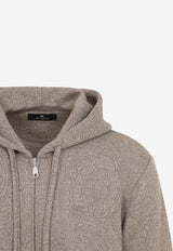 Paisley Jacquard Zip-Up Hooded Sweatshirt
