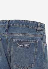 Logo Patch Washed Denim Pants