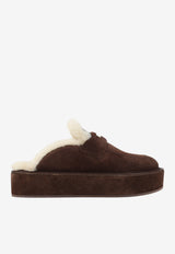 Suede Shearling Sabot Mules
