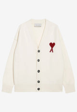 AMI PARIS Ami De Coeur Intarsia Knit Cardigan White UKC367U018/T_AMI-154