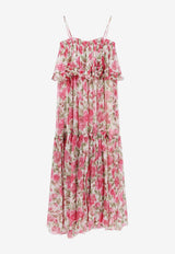Chloé Floral Print Silk Maxi Dress Pink CH26UR12427891Y_WhitePink_70333359