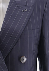 Givenchy Pinstripe Double-Breasted Wool Blazer Blue BW30QW16UQ499_DARK NAVY_66335852