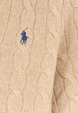 Polo Ralph Lauren Cable Knit V-neck Sweater Beige 211971866002_Camelmelange_70027184