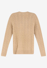 Polo Ralph Lauren Cable Knit V-neck Sweater Beige 211971866002_Camelmelange_70027184