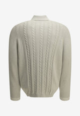 Brunello Cucinelli Cable Knit Logo Cardigan Gray M28707925TCI807_2a5f6682-8af9-455f-9d90-9fee8ee98a5b
