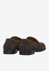 Tod's Raised Logo Suede Loafers Brown XXW19M0KK70-RE0-S808