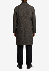 Tagliatore Double-Breasted Herringbone Wool Blend Coat Gray C-LD10B-340218-EN837