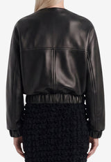 Khaite Cordan Leather Bomber Jacket Black 62411012--205