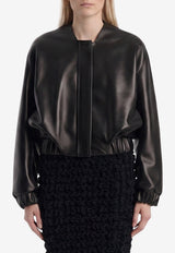 Khaite Cordan Leather Bomber Jacket Black 62411012--205