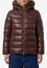 Herno Faux Fur-Trimmed Ultralight Down Jacket Brown PI002312D\-12017Z-8810