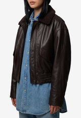 Ivy Oak Lolaila Lane Leather Bomber Jacket Brown IO118071-30600079-BR289