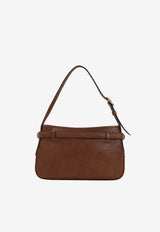 Debossed Logo Leather Shoulder Bag