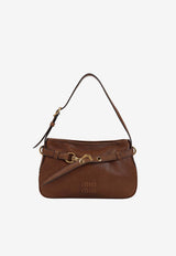 Debossed Logo Leather Shoulder Bag