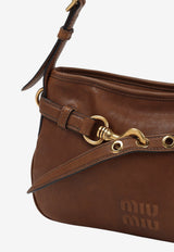 Debossed Logo Leather Shoulder Bag