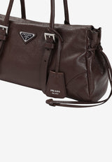 Triangle Logo Leather Shoulder Bag
