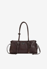 Triangle Logo Leather Shoulder Bag