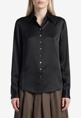 Khaite Ivy Long-Sleeved Satin Shirt Black 24824120--200